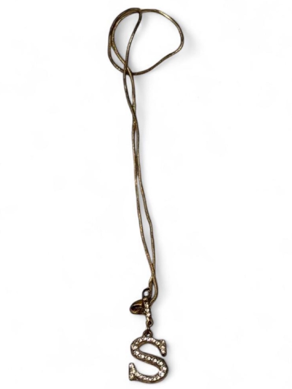 Crystal Initial 'S' Pendant Necklace - Gold Tone